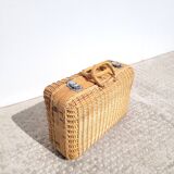 Vintage rattan suitcase 70s
