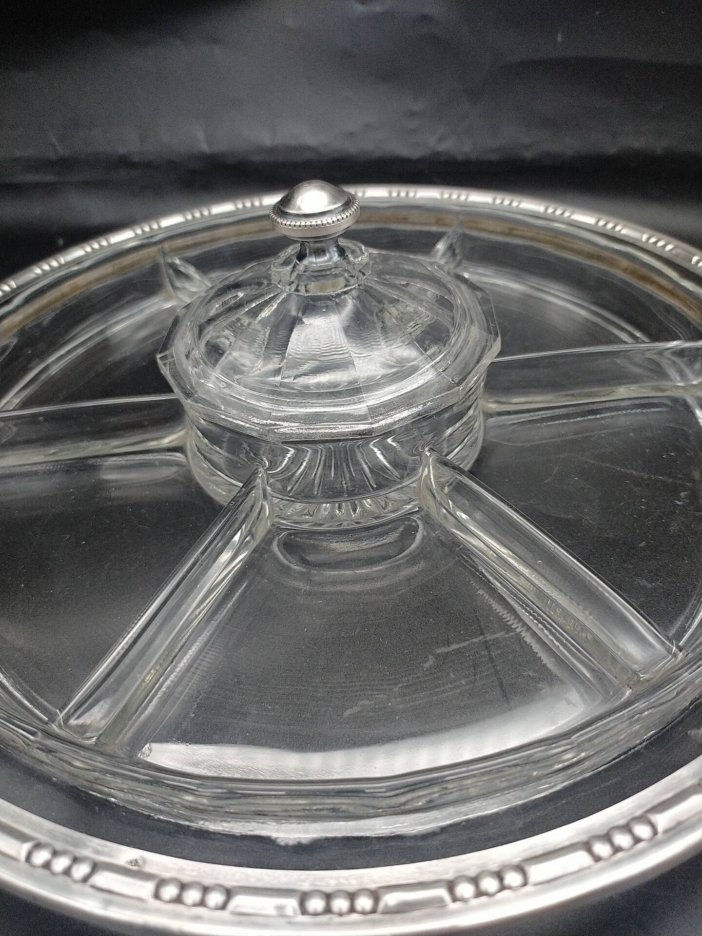 Art Deco servant in glass and solid silver.