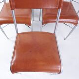 Set of 6 of italian vintage Arrben dining chairs, 1980s - Cognac Leather