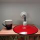 Red enamelled sheet metal wall light