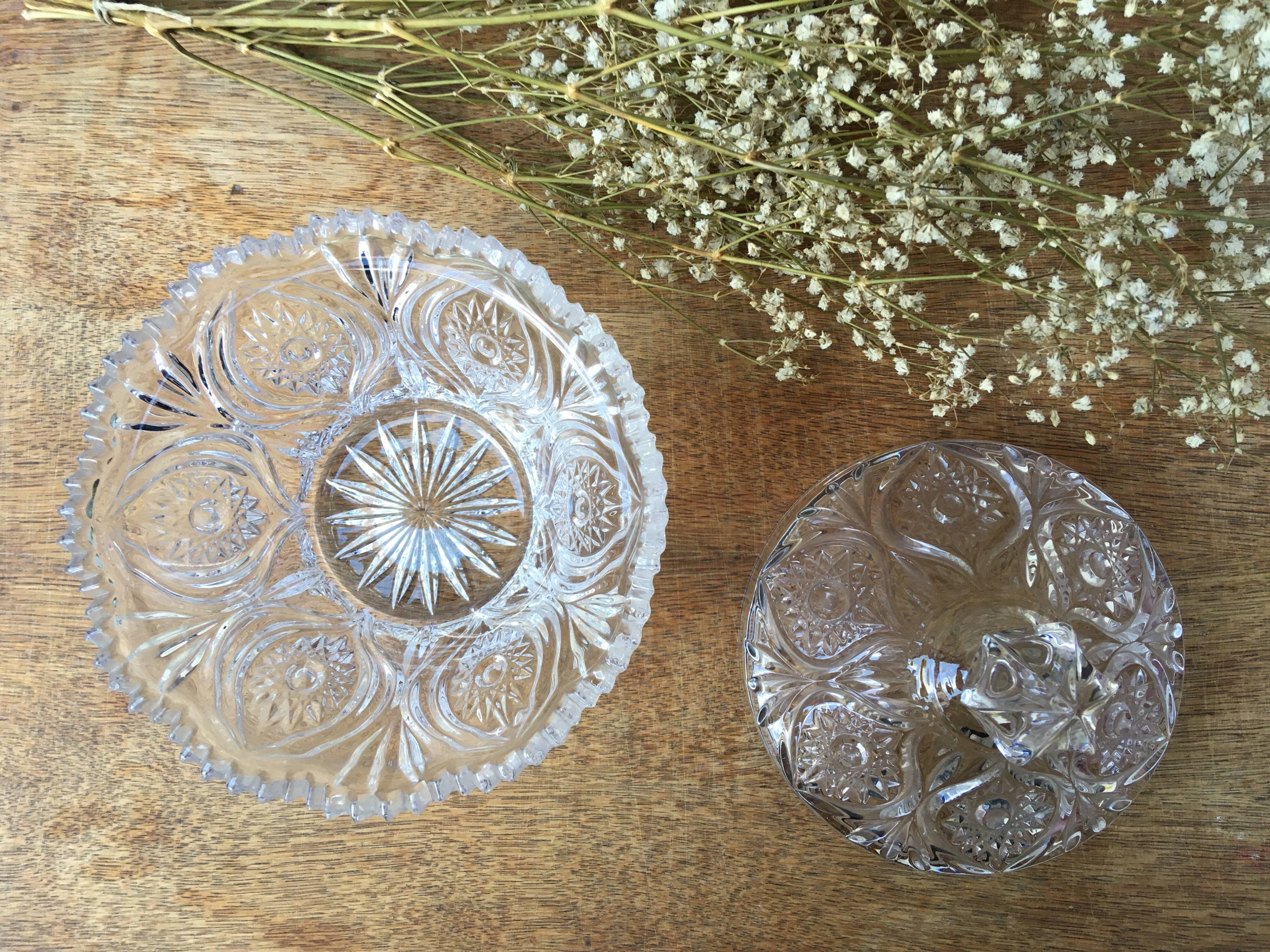 Vintage chiseled glass candy