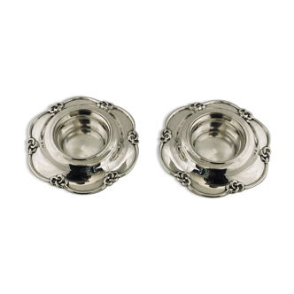 Pair of Russian Silver Caviar Displays with Gordian Knots