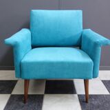 Blue velvet armchair 1960s