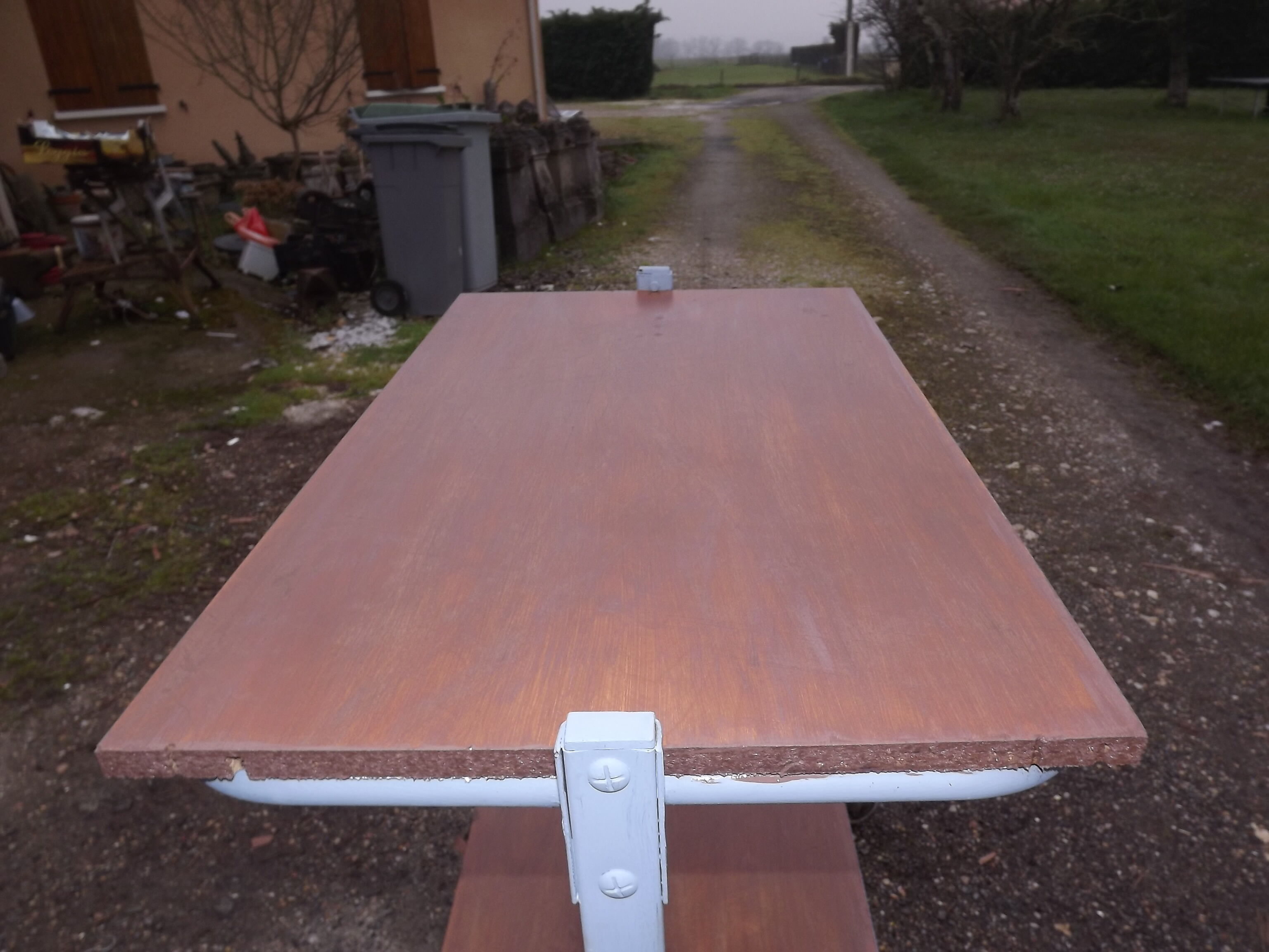 Iron and wood industrial rolling table