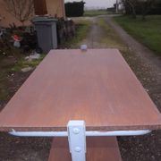 Iron and wood industrial rolling table