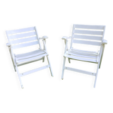 Folding armchairs in ash wood by Italian designer Fratellini Reguitti (1970s)