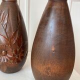 Paire de vases bois sculpté Art Déco