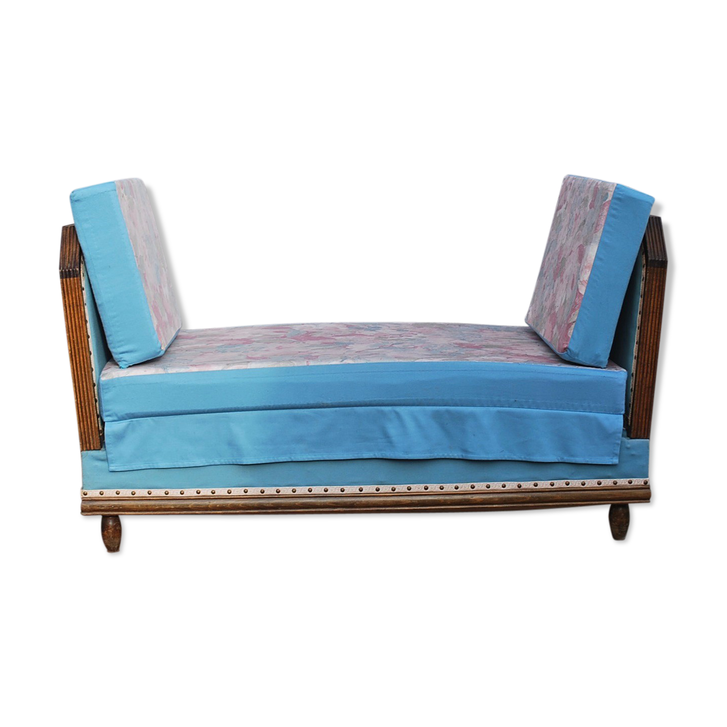 Vintage blue padded bench