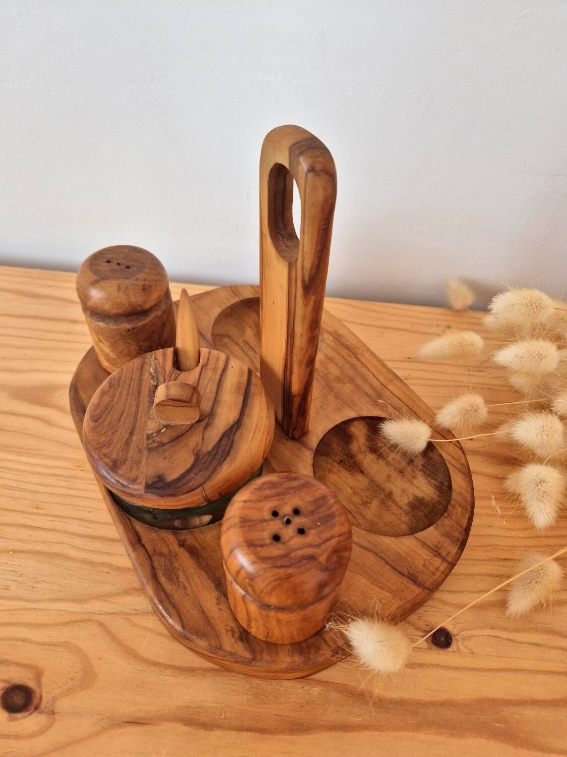 Olive wood spice set