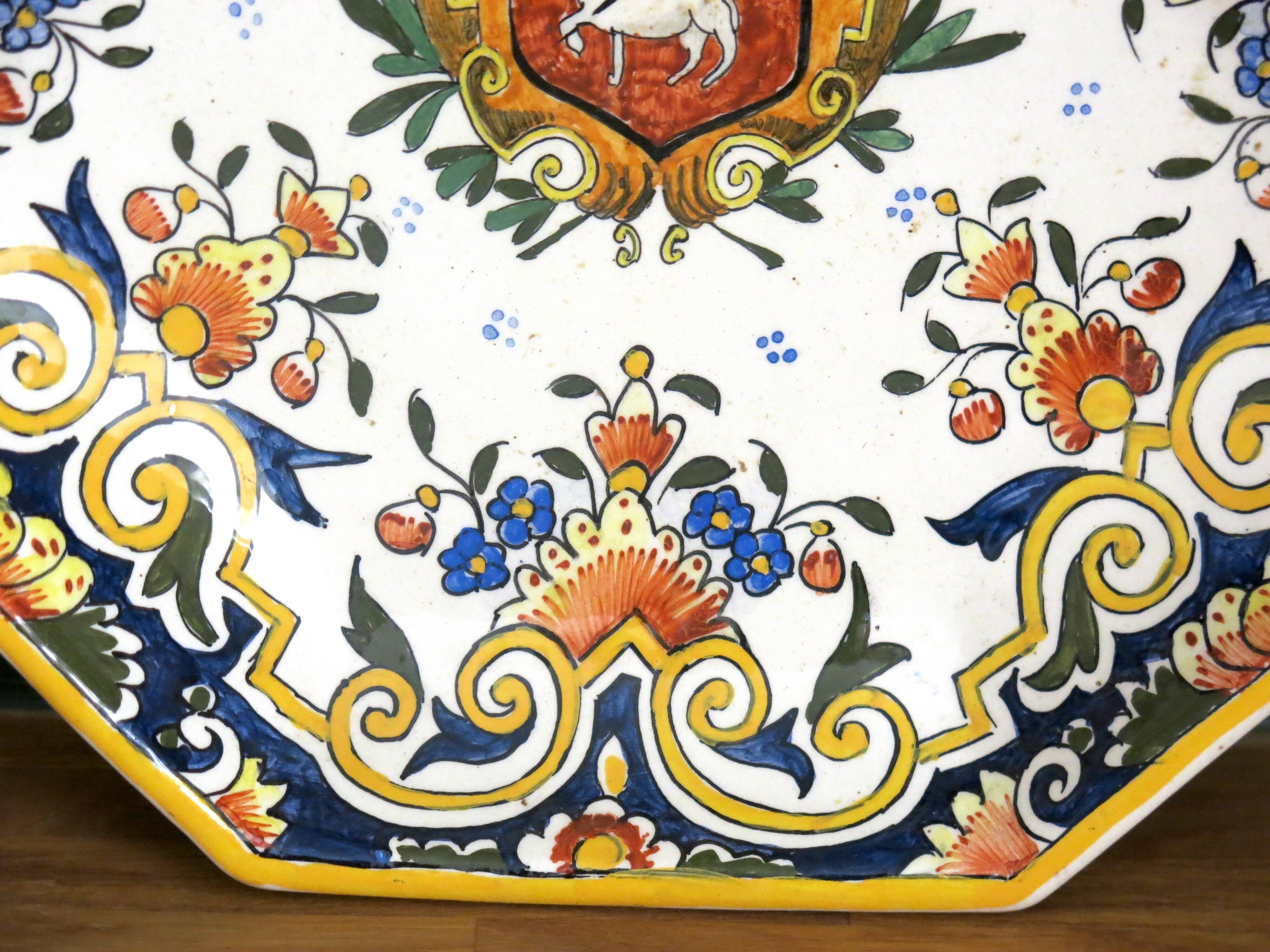 Rouen earthenware serving dish with handles in very good condition