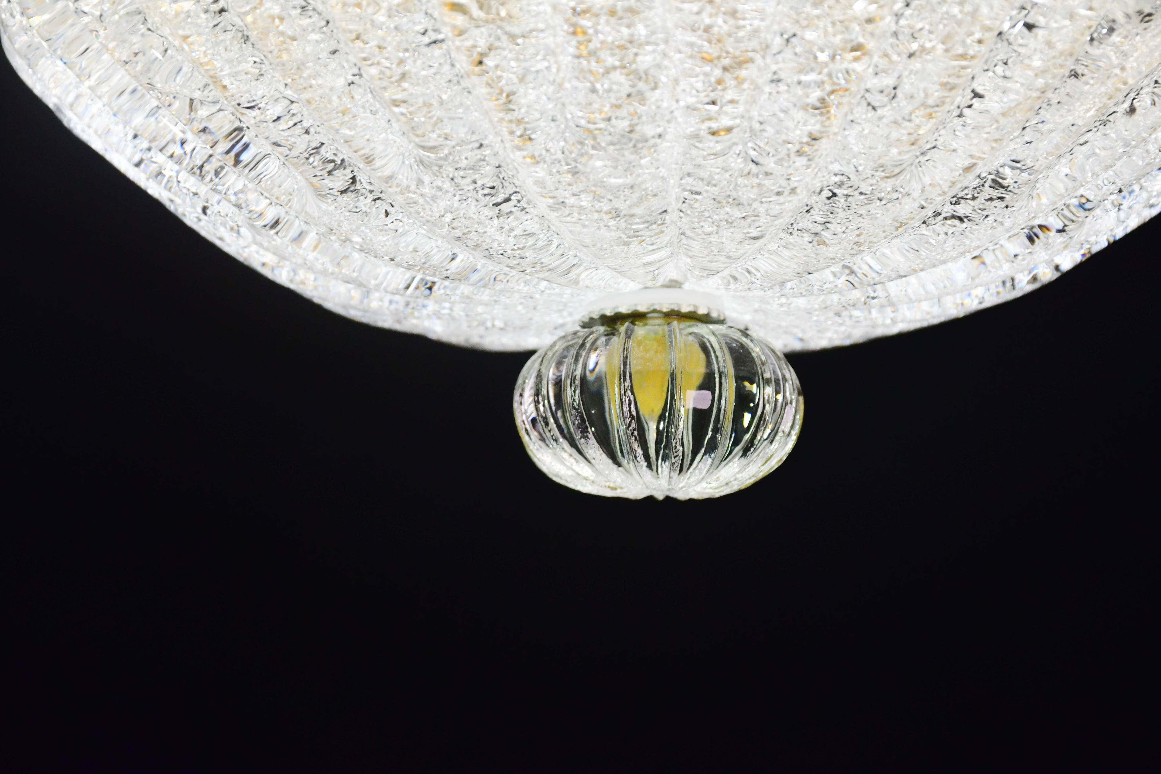 Petite vintage Italian Murano glass amber and transparent ceiling light