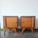 Pair of retro bedside tables with beveled legs