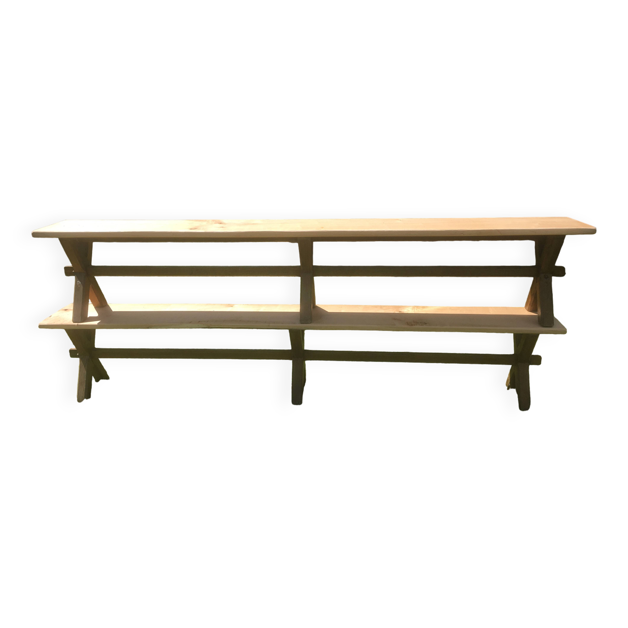 Pair of oak and cherry benches 250x29x45