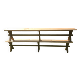 Paire de bancs en chêne et merisier 250x29x45