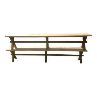 Pair of oak and cherry benches 250x29x45