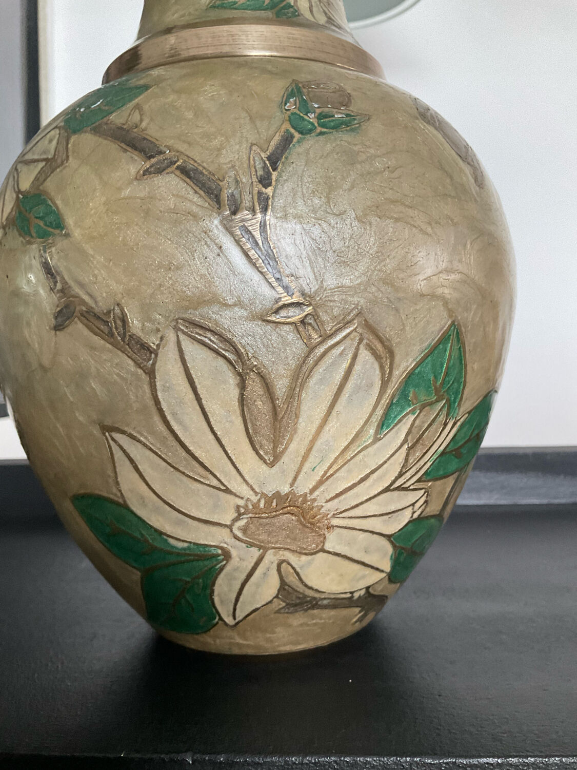 Vintage vase in solid bronze and cloisonné enamel