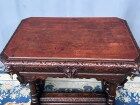 Ancient Flemish Gothic desk. Solid oak with richly carved dolphins.
