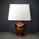 Large Deknudt lamp in varnished gold brass, 1970s.