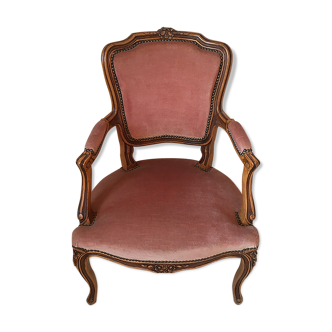 Louis XV armchair velvet old pink
