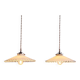 Pair of Art Deco pendant lights in scalloped white opaline, 1920-30