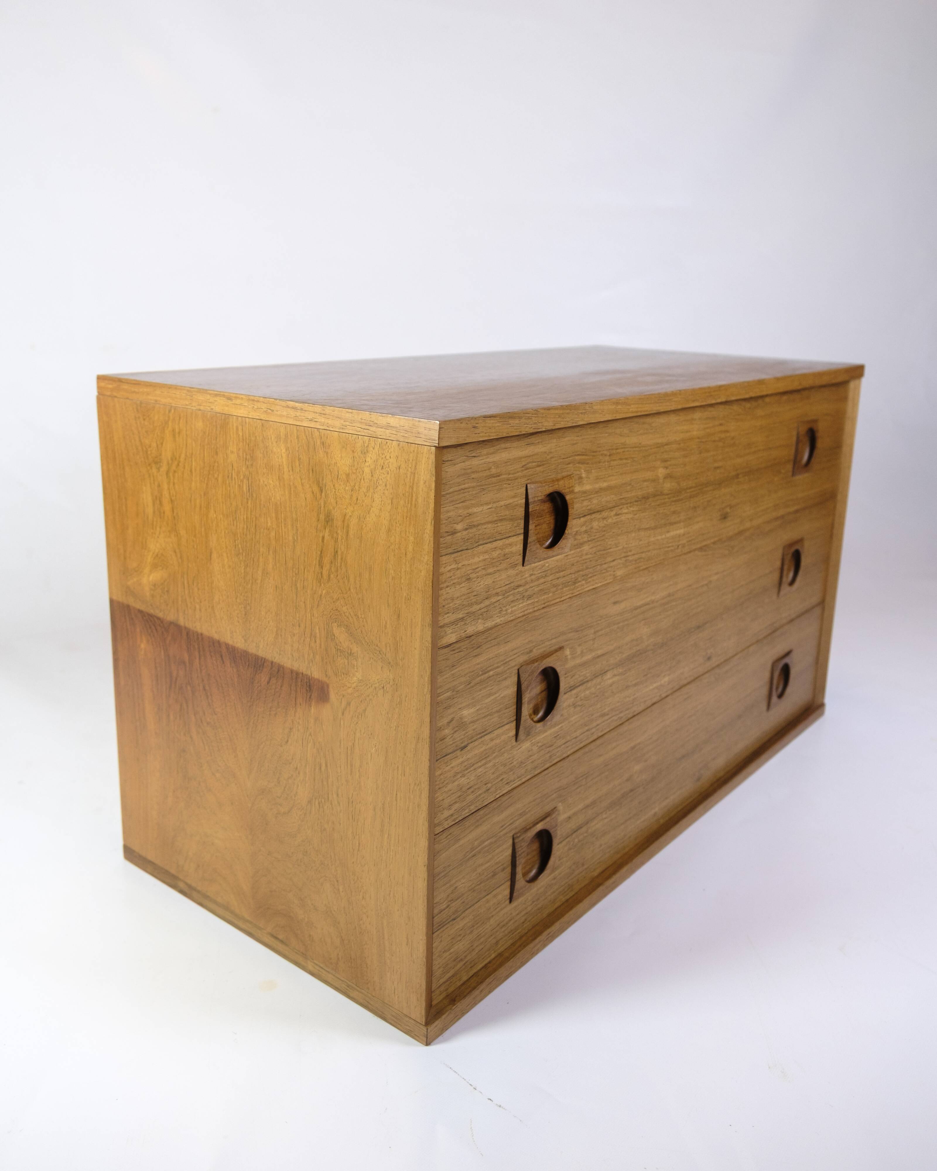 Wall-Mounted Chest Of Drawers Made In Rosewood By Albert Hansen From 1960s