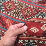 Antique Turkish Kilim Rug shabby vintage old wool country home Kelim 95x93cm