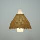 Vintage pendant light, glass & rattan