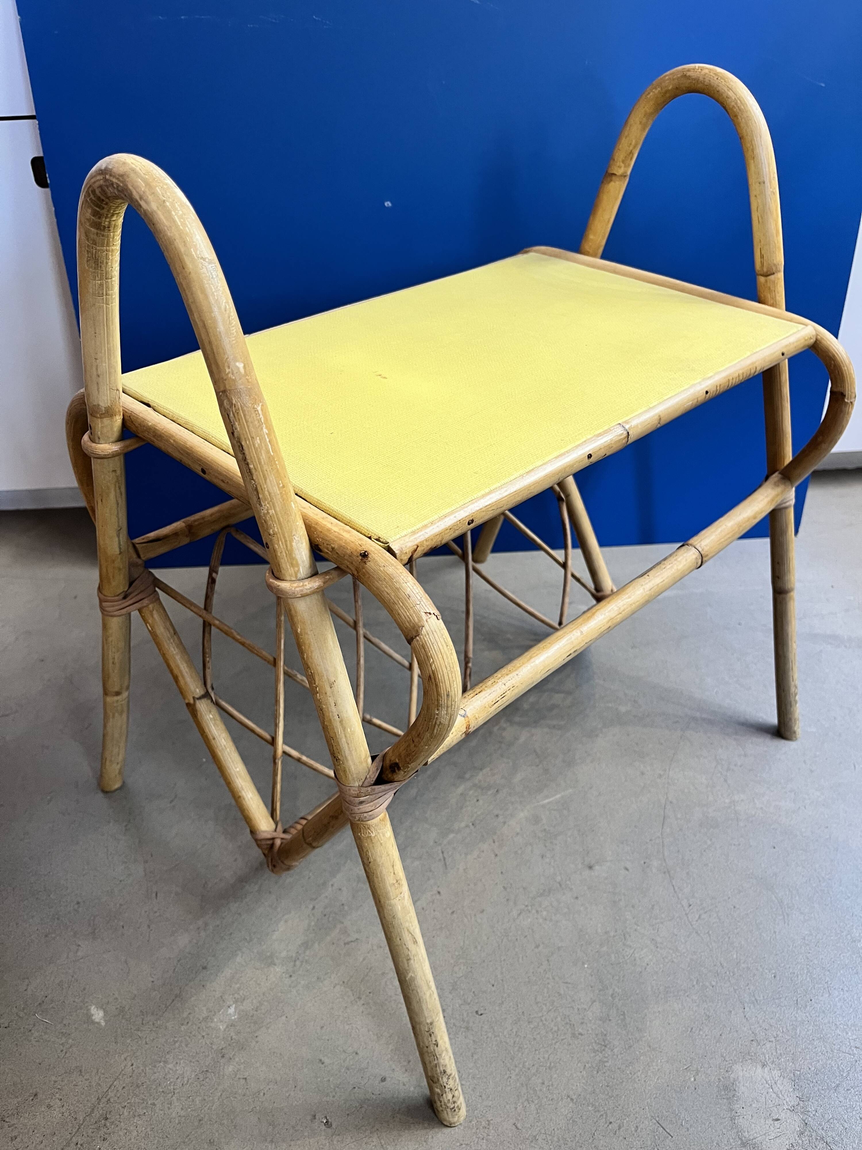 Vintage rattan magazine holder