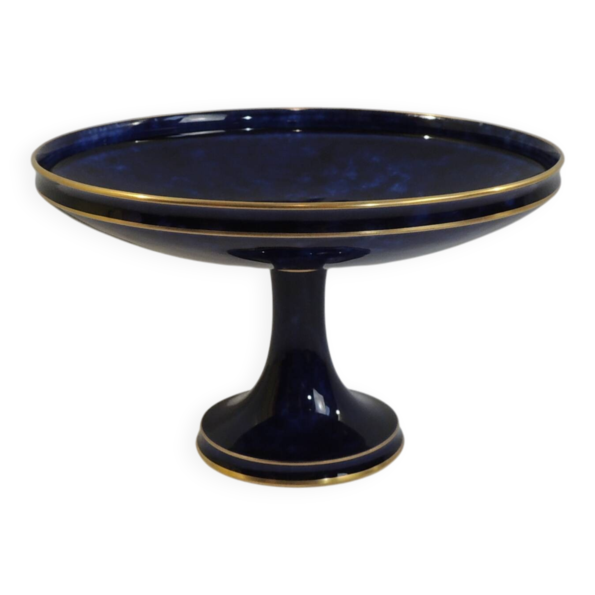 Sèvres porcelain cobalt blue footed bowl with gold rim – center