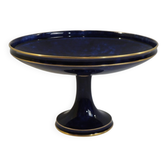 Sèvres porcelain cobalt blue footed bowl with gold rim – center