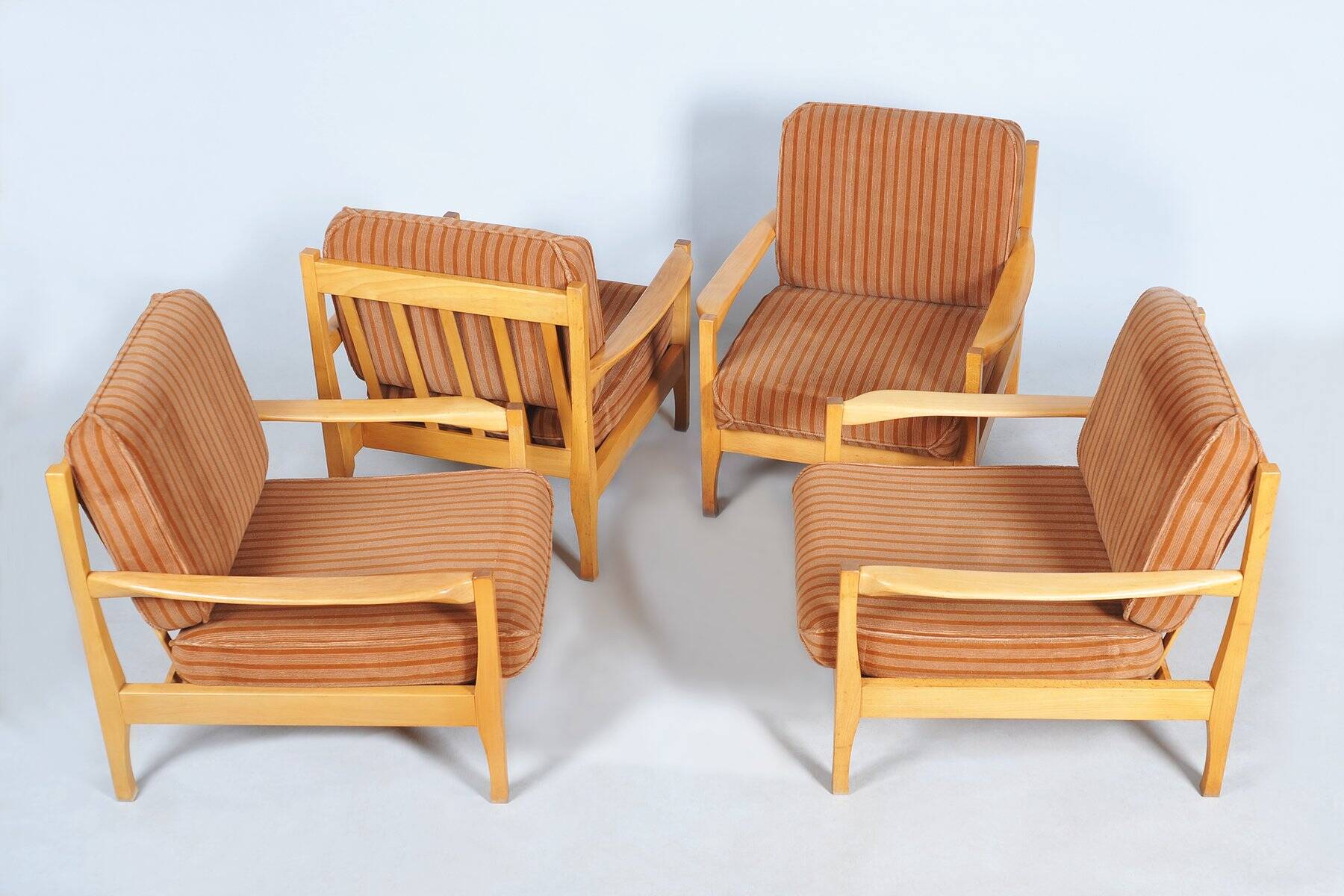 Mid-Century Armchairs attributed to Jitona Soběslav, Czech, 1960s, Set of 4