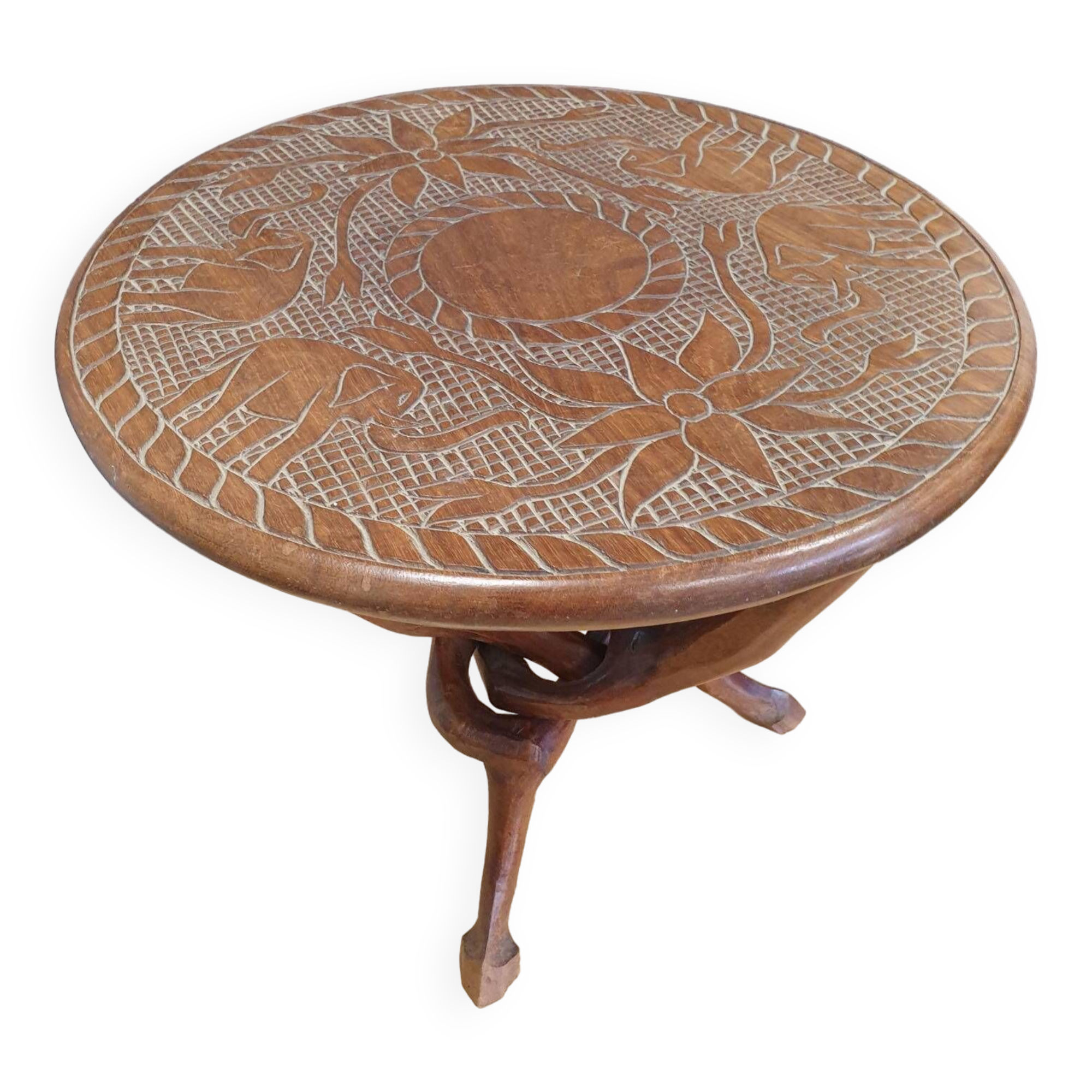Table basse sculpter bois exotique