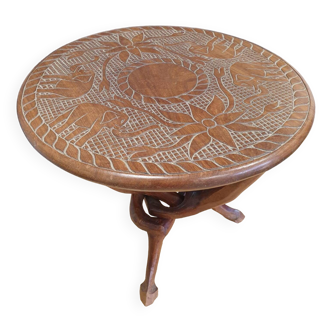 Exotic wood carving coffee table
