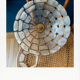 Mother-of-pearl lampshade and large format brass
