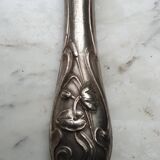 Art Nouveau salad servers in horn and silver metal