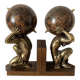 Atlas bookends, globe style with an antique world map.