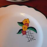 6 flat earthenware plates Charbonnier-Salins circa 1930