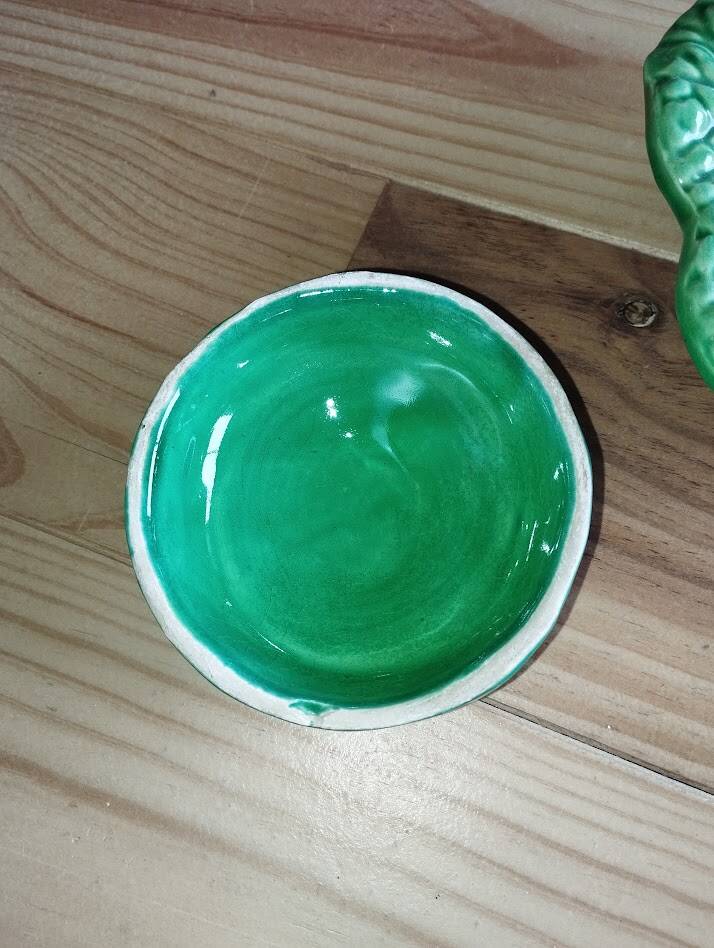 Vintage ceramic barbotine bonbonnière in the shape of a cabbage – 1950s