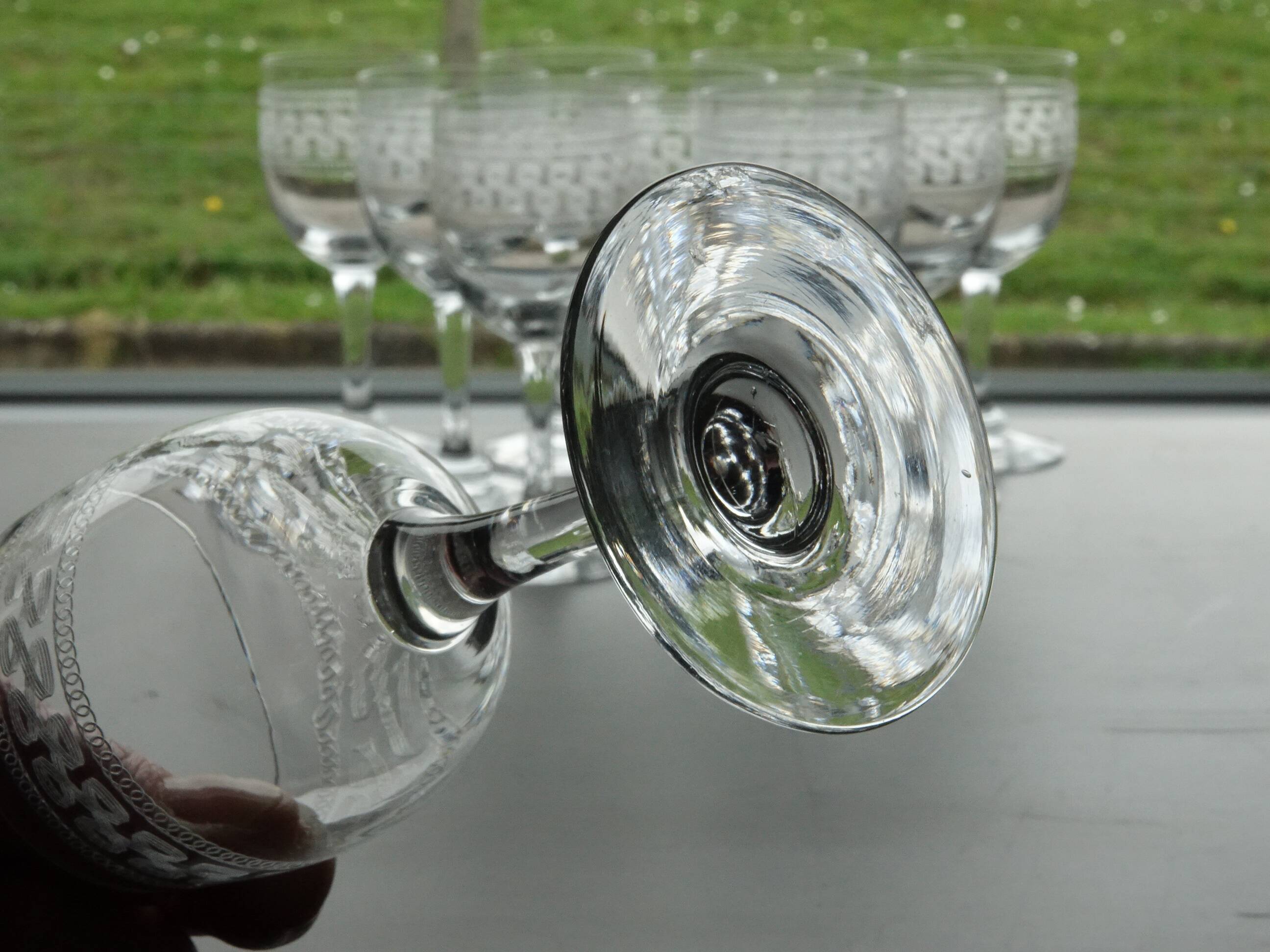 Portieux Meisenthal set of 10 crystal wine glasses