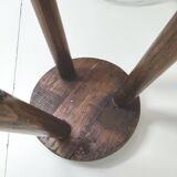 Solid wood farmhouse tripod stool