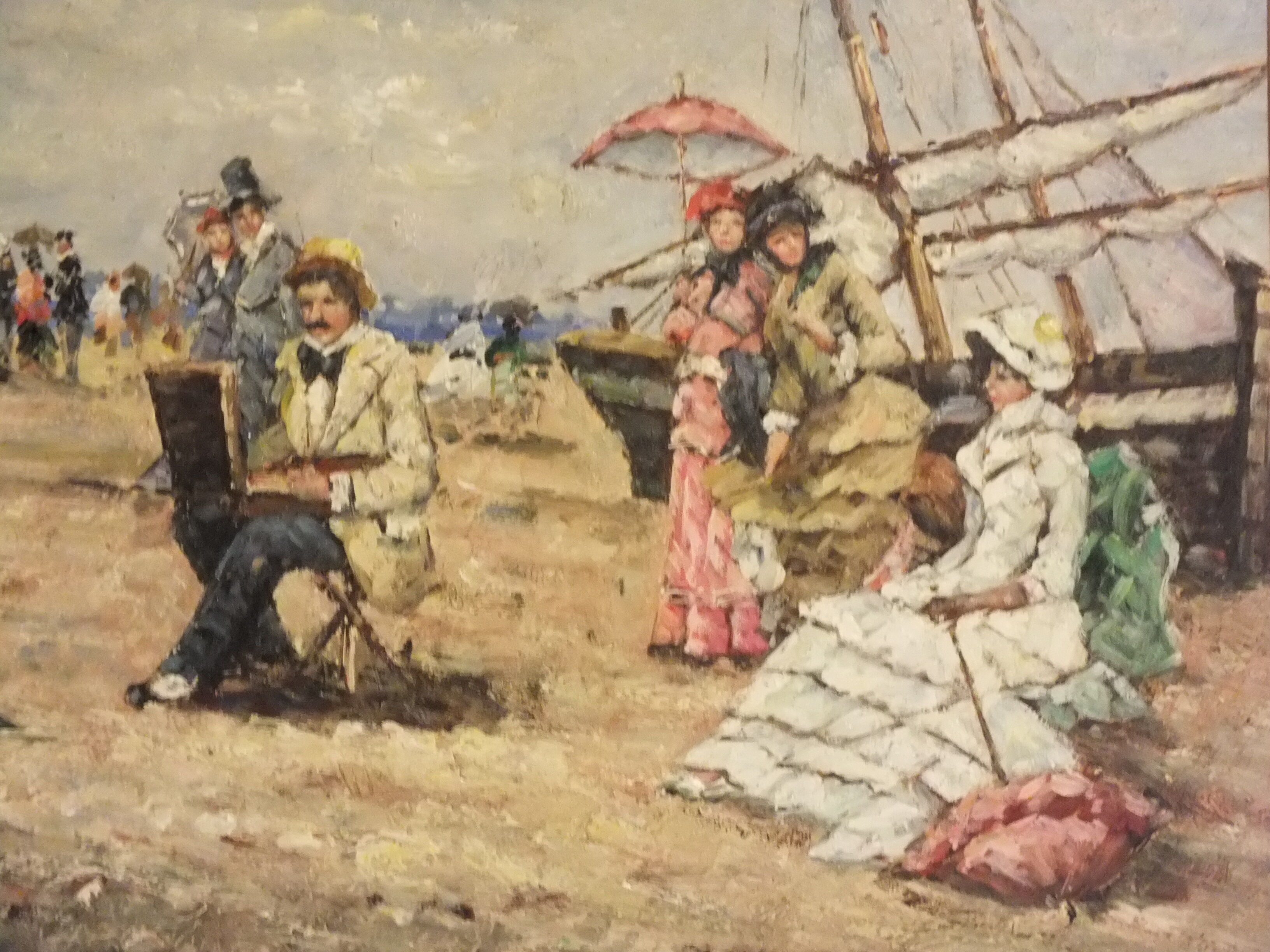 Impressionist painting after Francesco Miralles Y Galup - seaside 1900