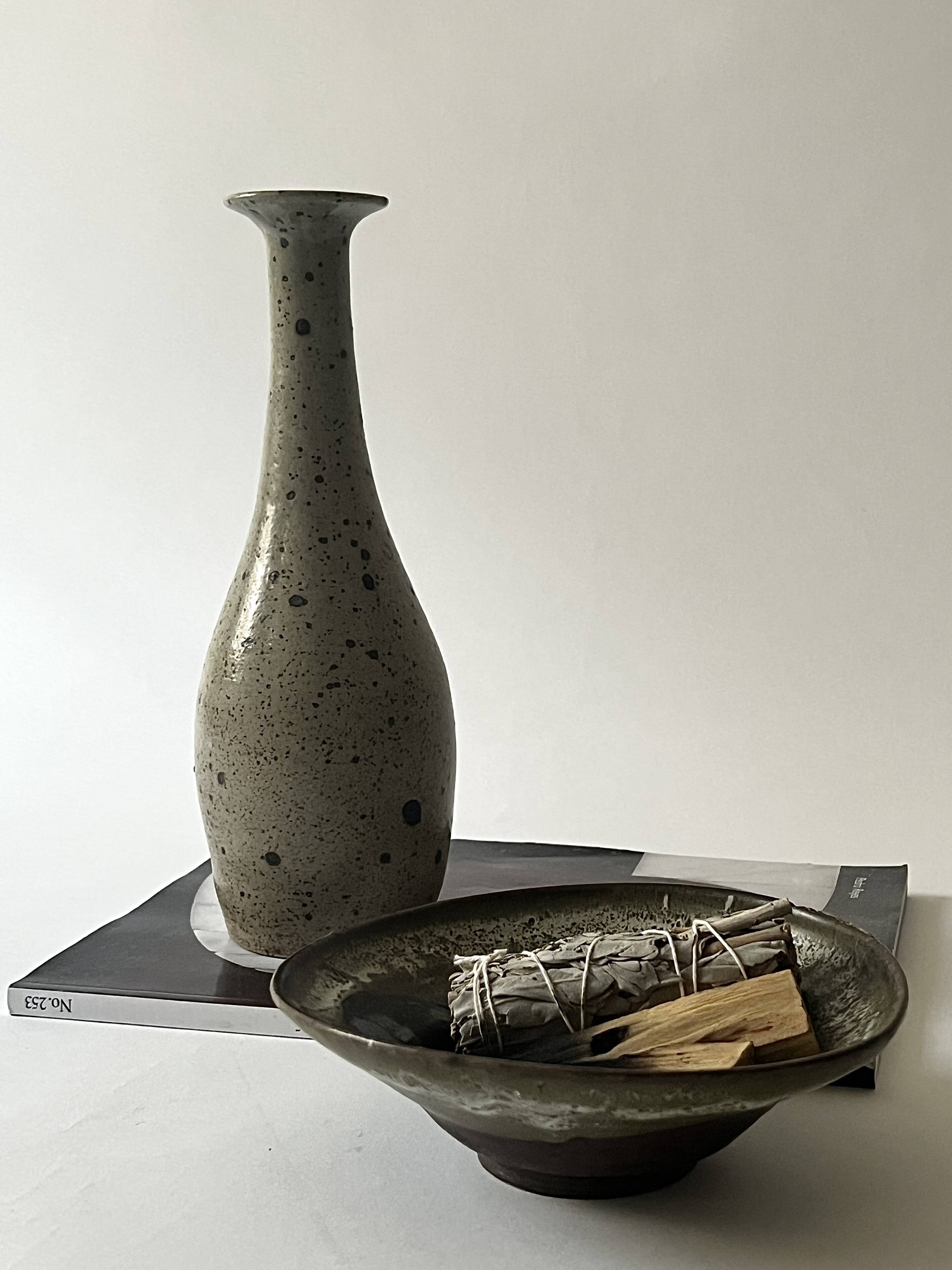 Pear-shaped vase in pyrite stoneware, La borne France 1950