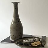 Pear-shaped vase in pyrite stoneware, La borne France 1950
