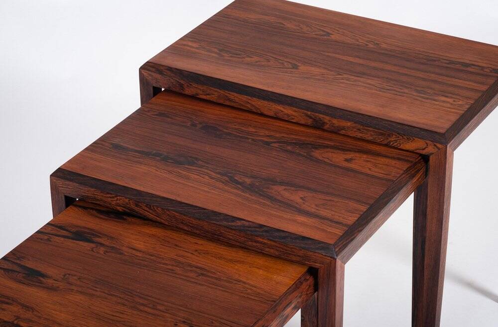 Mid-Century Nesting Tables in Rosewood by Johannes Andersen for Silkeborg, 1960, Set of 3