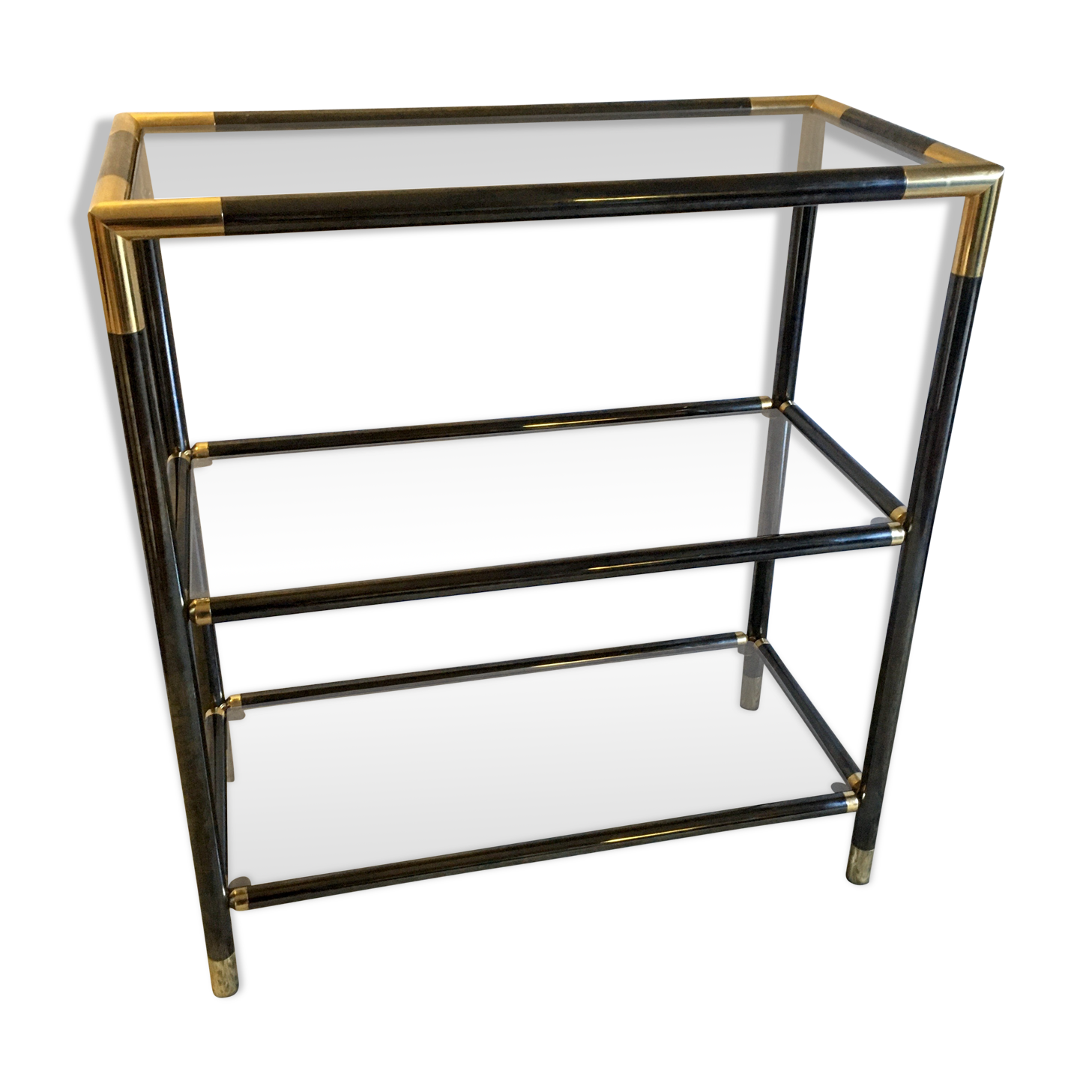 Smoked glass brass library - 70s