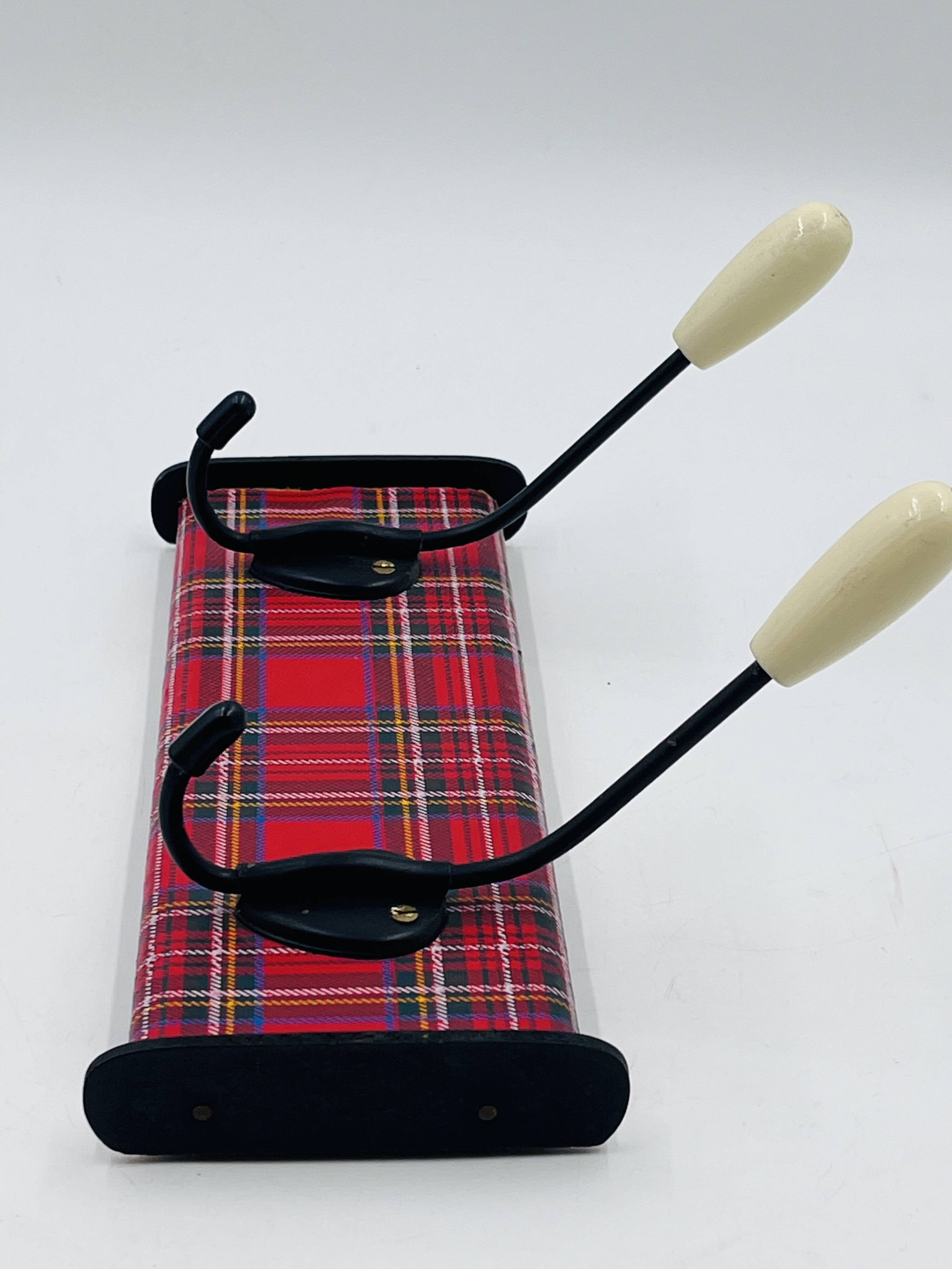 Vintage red Scottish coat rack from the 1970s.