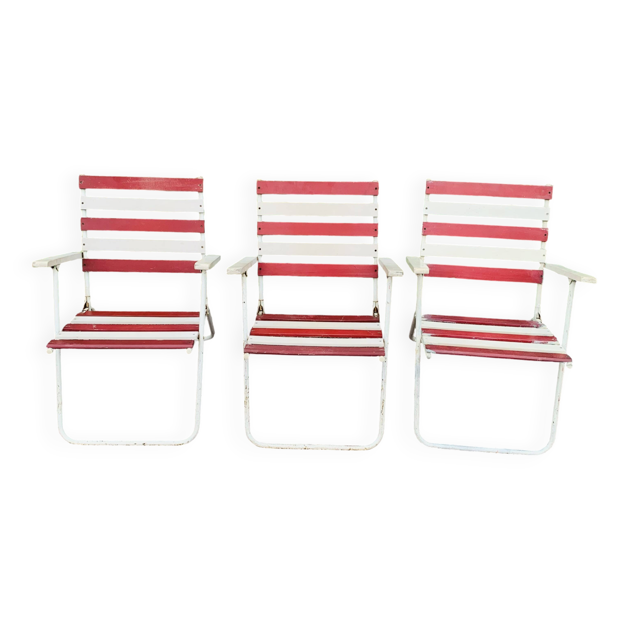 Set of 3 folding garden armchairs