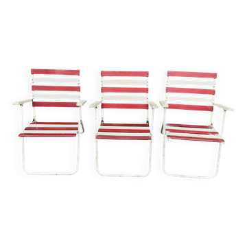 Set of 3 folding garden armchairs