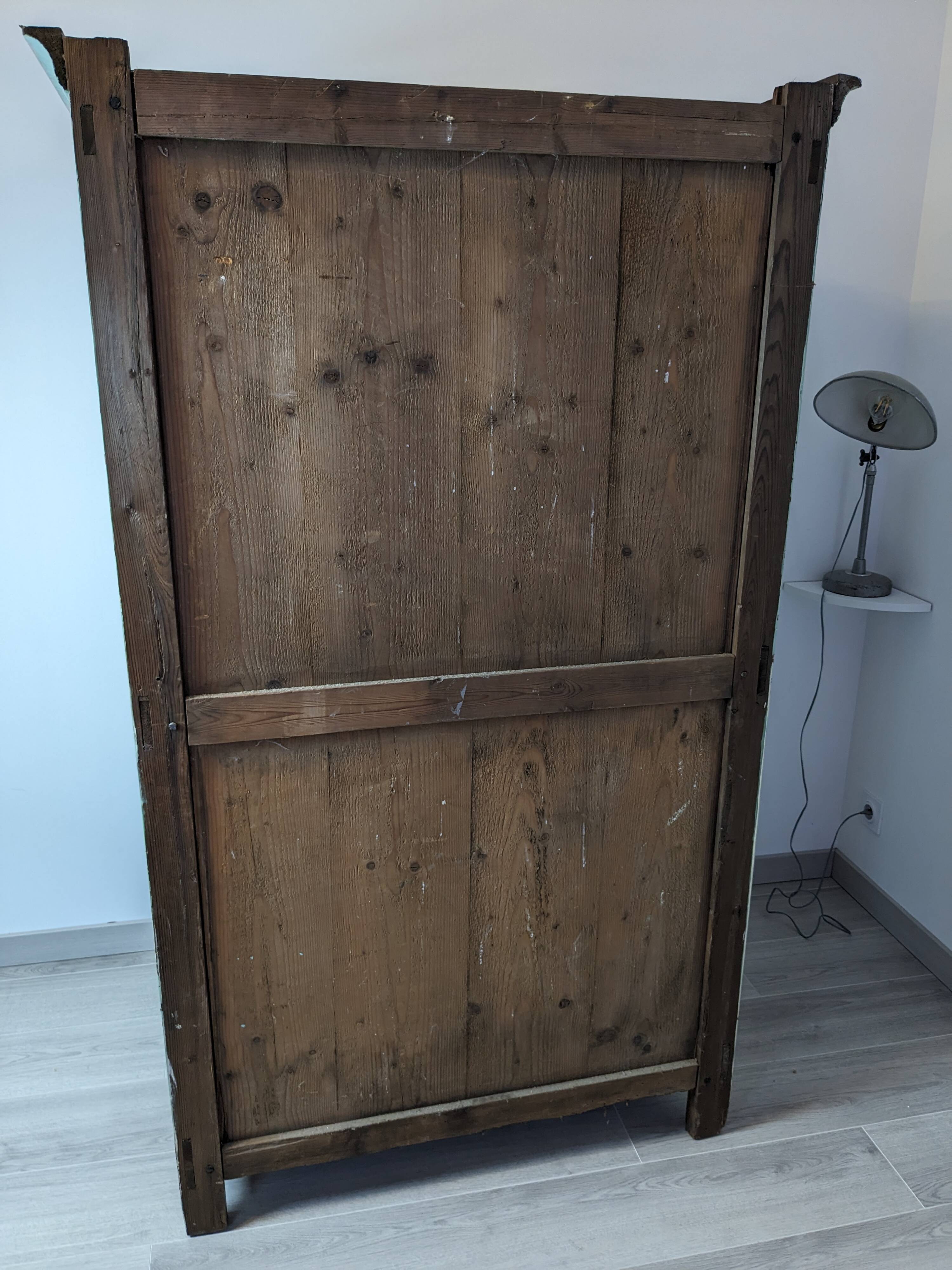 19th century painted wooden bedroom wardrobe