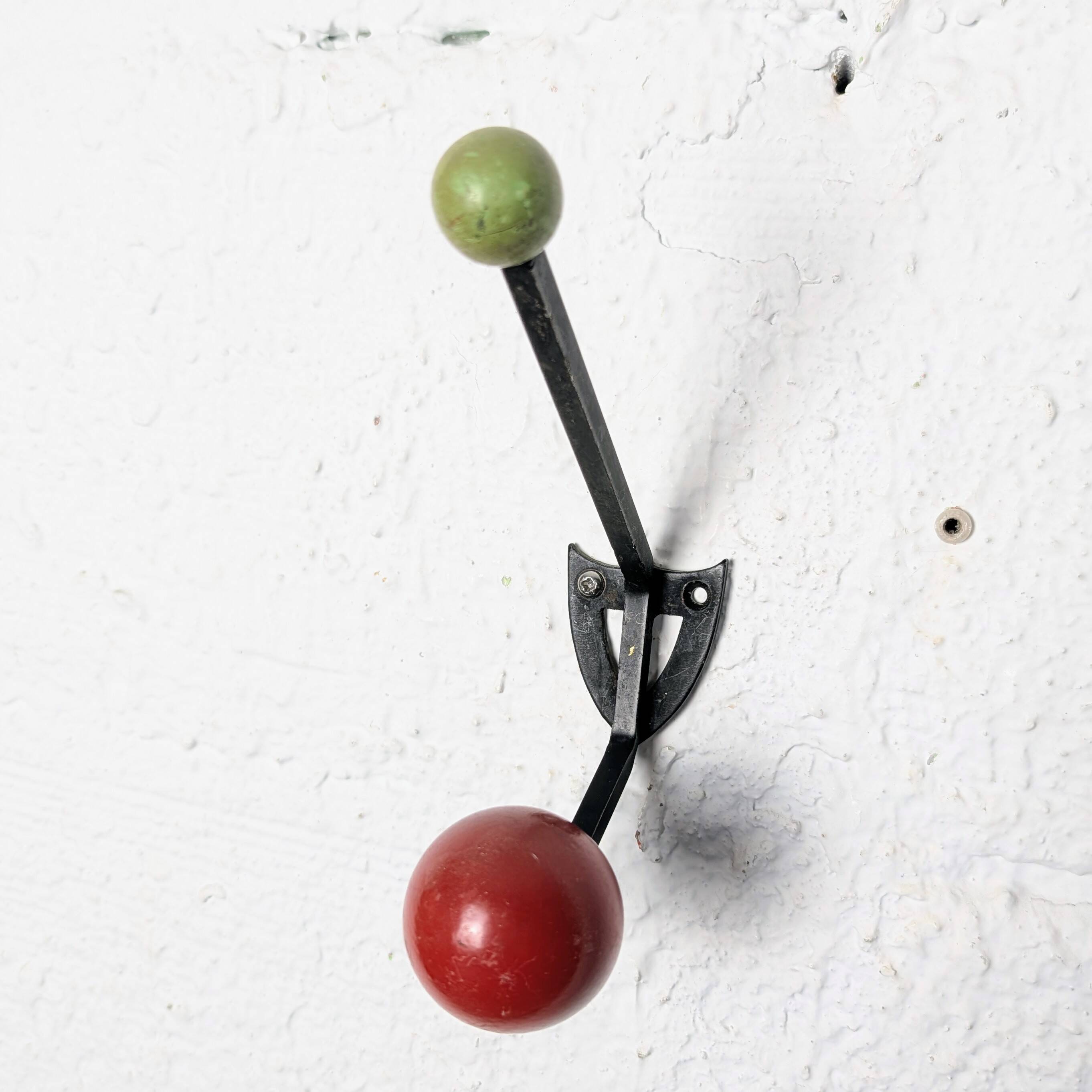 Vintage 1950 Wall Hook Metal and Lacquered Wood